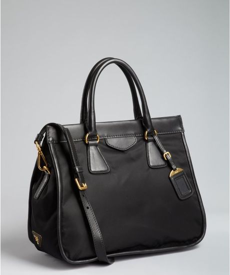 Prada  Nylon and Leather Large Convertible Tote in Black - Lyst