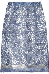 Preen Eva Metallic Cottonblend and Lace Skirt