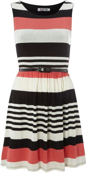 Wal-g Multi Stripe Belt Dress - Lyst
