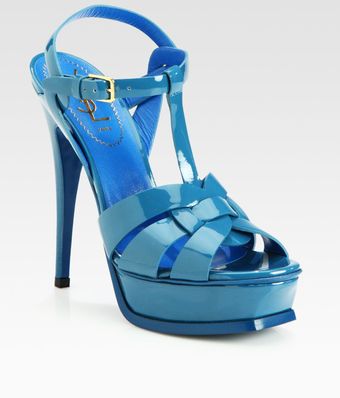 Yves Saint Laurent  Patent Leather Platform Sandals - Lyst