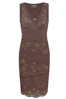 Alexon Light Brown Lace Shutter Dress - Lyst
