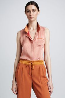 Elie Tahari Leah Contrast collar Blouse - Lyst