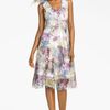 Komarov Print Ruffle Chiffon Dress in Purple (feather garden) - Lyst