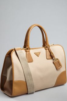 Prada Caramel Canvas Convertible Tote Bag - Lyst