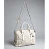 Prada Grey Gaufre Pleated Leather Crossbody Tote in Gray (grey) - Lyst