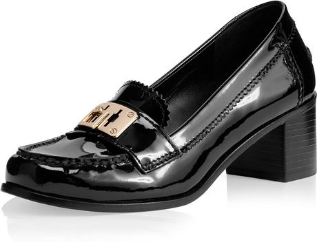 black patent mid heel