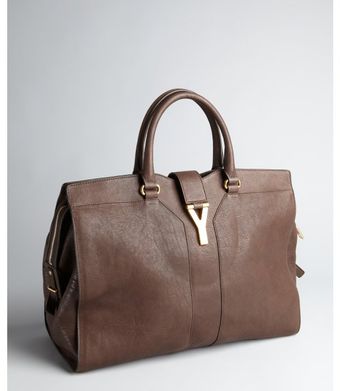 Yves Saint Laurent Dark Brown Leather Cabas Chyc Tote - Lyst