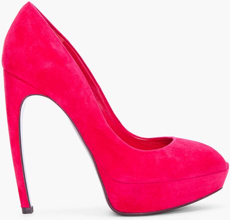 Alexander Mcqueen Cherry Suede Pumps in Pink (cherry) - Lyst