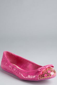 Dior Flamigo Pink Quilted Cannage Patent Bow Detail Ballet Flats - Lyst