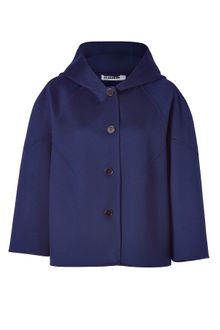 Jil Sander Blue Stone Hooded A-line Jacket - Lyst
