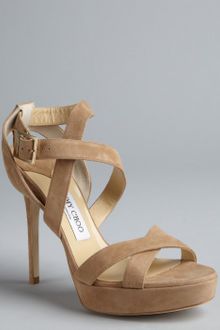 Jimmy Choo Nude Suede Vamp Platform Sandals - Lyst