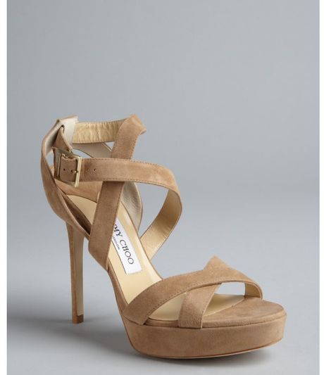 Jimmy Choo Nude Suede Vamp Platform Sandals in Beige (nude) - Lyst