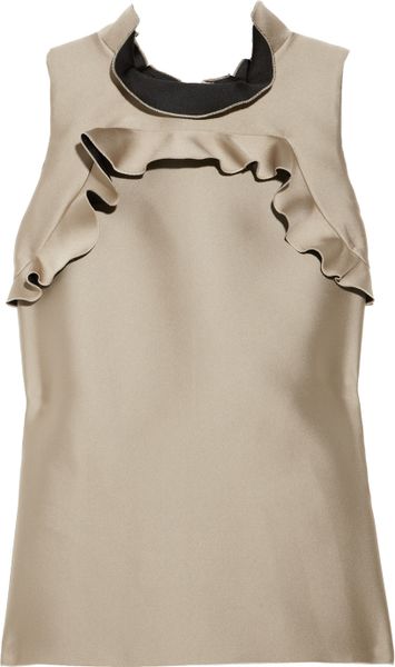 Lanvin Ruffled Duchess Satin Top in Gold (champagne) - Lyst