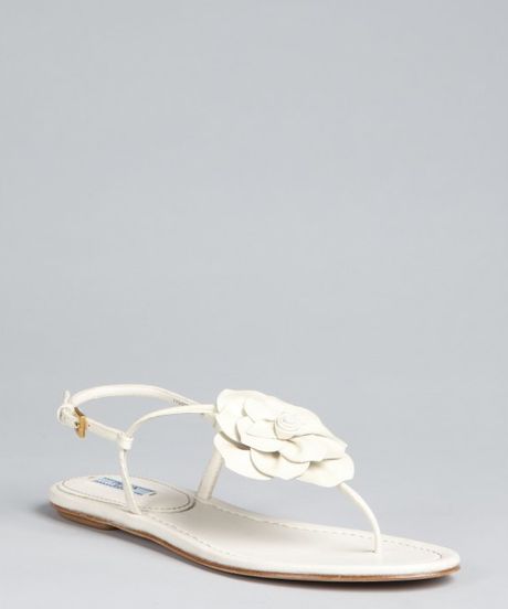 ivory flower sandals prada ivoery patent leather flower sandals in white ivory flower sandals prada ivoery patent leather flower sandals in white