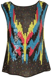 Topshop Premium Calypso Sequin Shell Top - Lyst