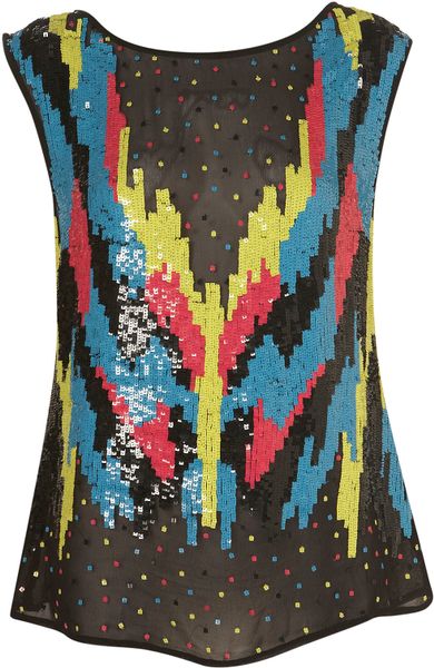 Topshop Premium Calypso Sequin Shell Top in Multicolor (multi) - Lyst