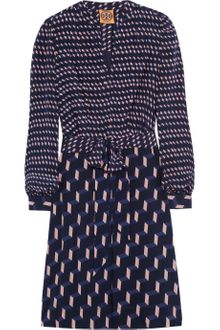 Tory Burch Judi Contrast Print Silk Dress - Lyst