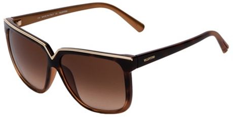 Valentino Square Frame Sunglasses in Brown - Lyst
