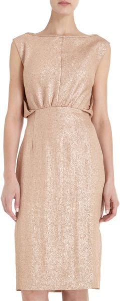 Barbara Tfank Lamé Dress in Pink (blush) - Lyst