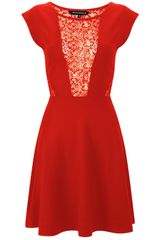 French Connection Lori Lace Jersey Flare Dress