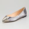 Loeffler Randall Natalie Metallic Leather Ballet Flat in Silver (gold) - Lyst
