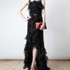 Nina Ricci Belted Ruffle Silk Gown in Black - Lyst