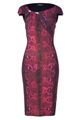 Roberto Cavalli Ruby Red Python Printed Dress
