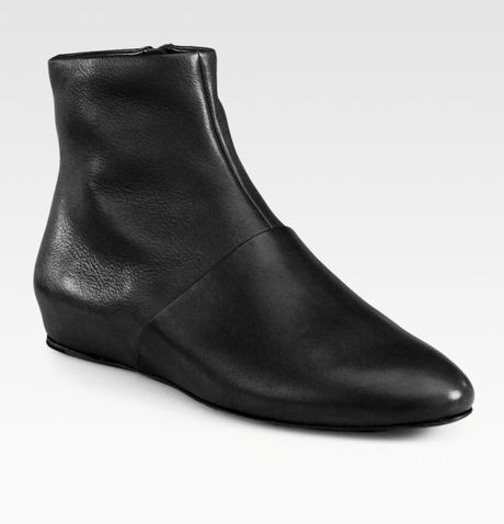 See By Chloé Flat Leather Ankle Boots in Black - Lyst