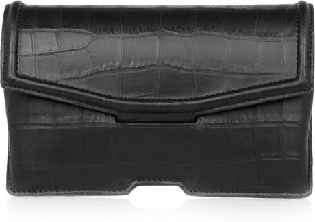 Alexander Wang Croceffect Leather Clutch in Black - Lyst