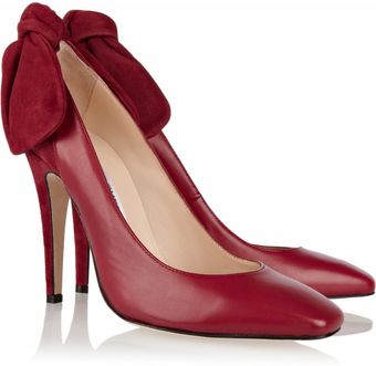 Carven Bowdetailed Leather and Suede Pumps - Lyst