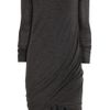 Donna Karan New York Ruched Cashmere Mini Dress in Gray (charcoal) - Lyst