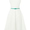Oasis Cotton Stripe Fit and Flare Dr in White - Lyst