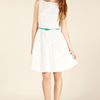 Oasis Cotton Stripe Fit and Flare Dr in White - Lyst