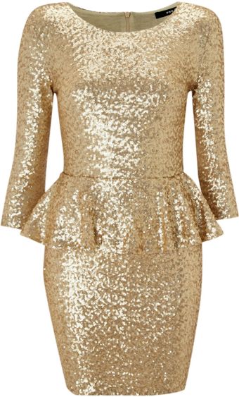 Tfnc Long Sleeved Peplum Sequin Dress - Lyst