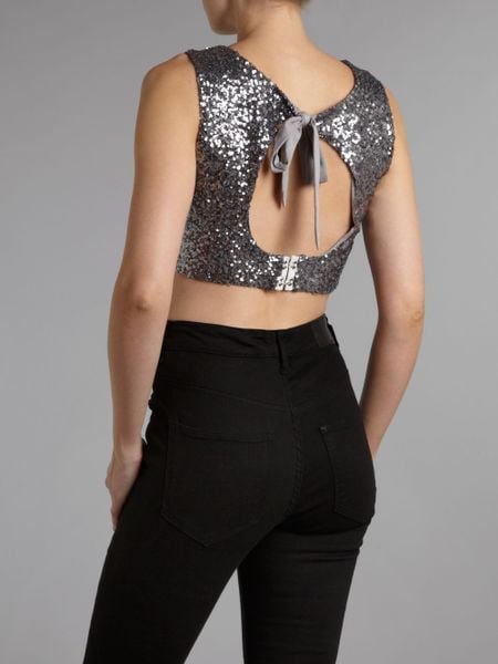 cropped sequin top