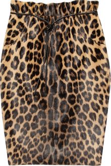 Valentino Leopard Print Calf Hair Pencil Skirt - Lyst