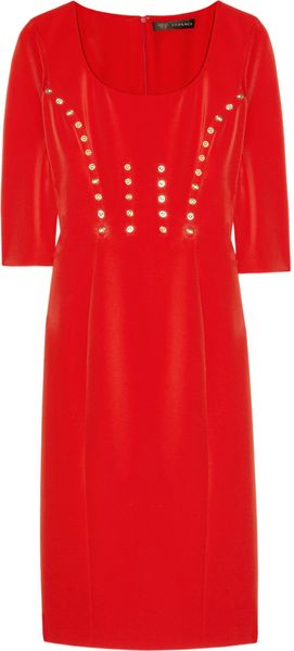 Versace Embellished Stretchcrepe Dress - Lyst