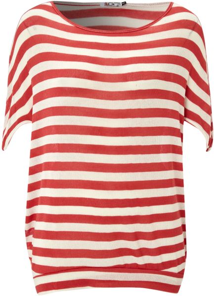 Wal-g Stripe Kimono Jersey Top in Red (coral) - Lyst