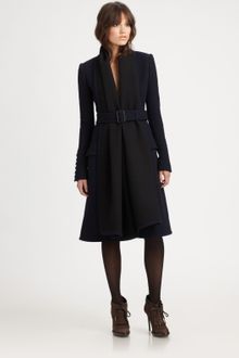 Burberry Prorsum Drapedfront Wool Coat - Lyst