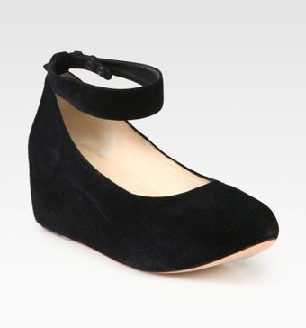 Chloé Suede Ankle Strap Wedge Pumps - Lyst