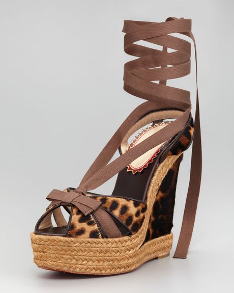 Christian Louboutin Isabelle Calf Hair Wedge in Brown (leopard) - Lyst