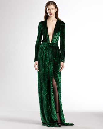 Gucci Velvet Deep Vneck Gown - Lyst
