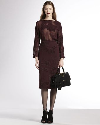 Gucci Deepv Sheer Silk Dress - Lyst