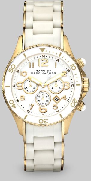 Marc By Marc Jacobs Silicone Rose Goldtone Ip Stainless Steel Chronograph Watch in Gold (white) - Lyst