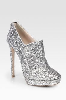 Miu Miu Glittercoated Platform Ankle Boots - Lyst