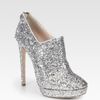 Miu Miu Glittercoated Platform Ankle Boots in Silver - Lyst