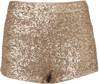 Topshop Gold Sequin Knickers - Lyst