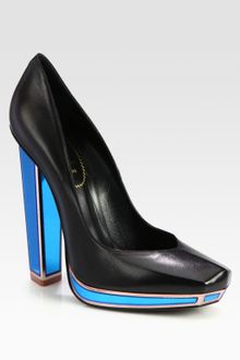 Yves Saint Laurent Leather Mirror Heel Platform Pumps - Lyst