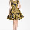 Alice + Olivia Reese Pleated Frock in Yellow (navy/ gold) - Lyst