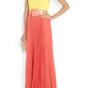 Alice + Olivia Leila Belted Colorblock Crepe Maxi Dress in Yellow - Lyst